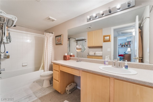 6955 N Durango Dr Unit 3013, Las Vegas, NV 89149 - bathroom featuring vanity, shower / bathtub combination with curtain, and toilet
