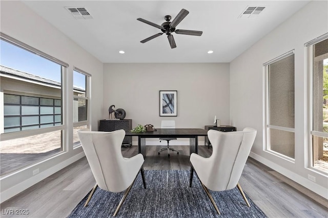2890 Reverence Heights Ln, Las Vegas, NV 89138 - office space featuring wood finished floors, recessed lighting, baseboards, and a ceiling fan