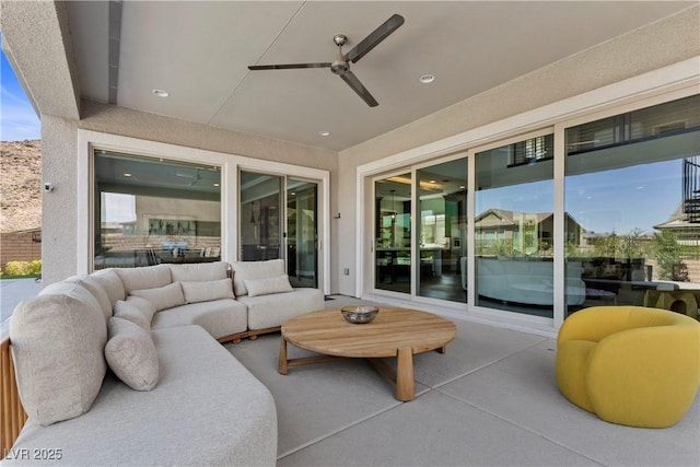 2890 Reverence Heights Ln, Las Vegas, NV 89138 - view of patio featuring an outdoor hangout area and a ceiling fan
