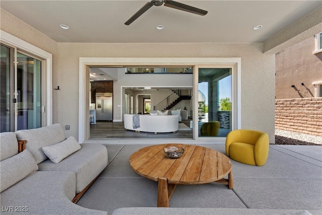 2890 Reverence Heights Ln, Las Vegas, NV 89138 - view of patio with ceiling fan and outdoor lounge area