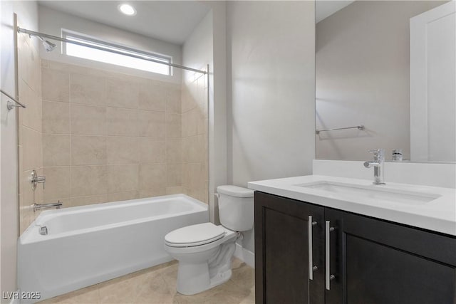 2890 Reverence Heights Ln, Las Vegas, NV 89138 - bathroom with toilet, vanity, washtub / shower combination, and tile patterned floors