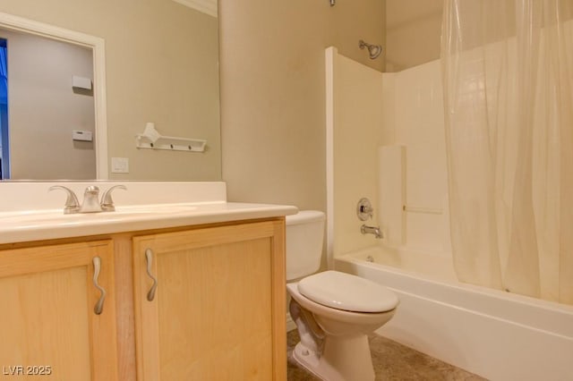 6826 Dovecote Ave, North Las Vegas, NV 89084 - bathroom featuring shower / bath combo with shower curtain, vanity, and toilet
