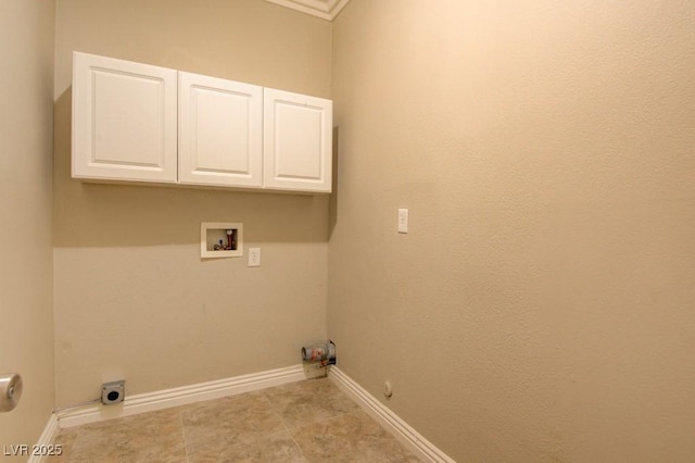 6826 Dovecote Ave, North Las Vegas, NV 89084 - washroom with cabinet space, hookup for a washing machine, gas dryer hookup, baseboards, and electric dryer hookup
