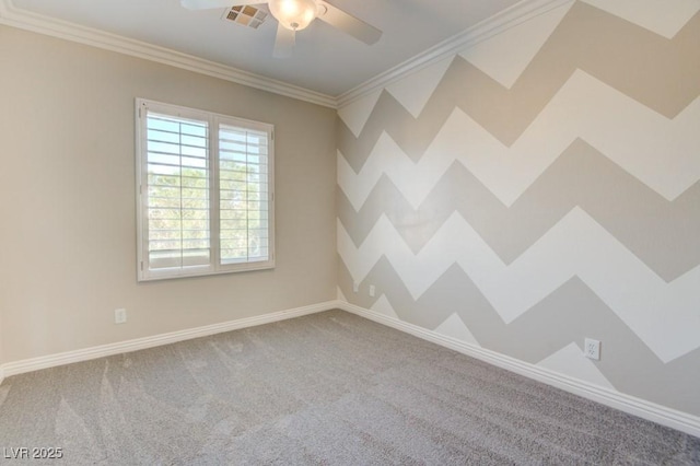 6826 Dovecote Ave, North Las Vegas, NV 89084 - unfurnished room featuring a ceiling fan, carpet flooring, ornamental molding, and baseboards