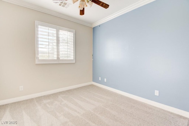 6826 Dovecote Ave, North Las Vegas, NV 89084 - carpeted empty room featuring a ceiling fan, crown molding, and baseboards