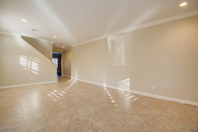 6826 Dovecote Ave, North Las Vegas, NV 89084 - unfurnished room featuring ornamental molding, recessed lighting, baseboards, and light tile patterned floors