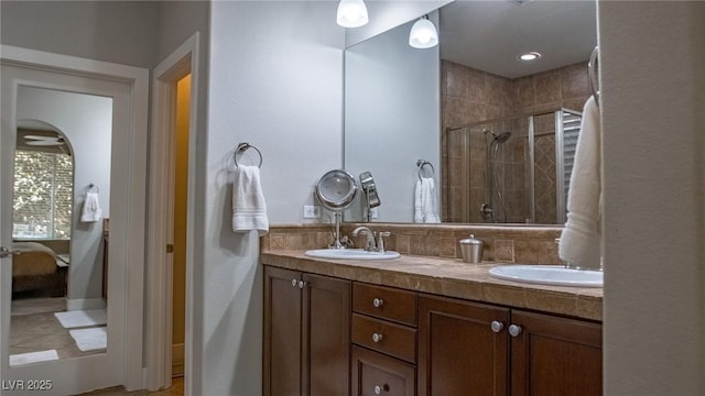 11731 Longworth Rd, Las Vegas, NV 89135 - ensuite bathroom with double vanity and a stall shower