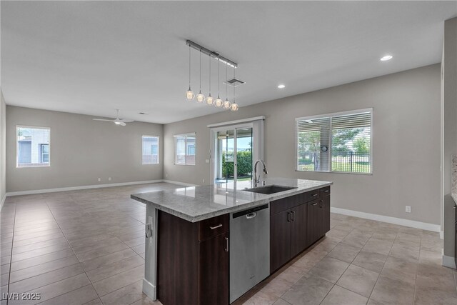 4829 E Beacon Ridge Dr, Pahrump, NV 89061 - kitchen featuring stainless steel dishwasher, a sink, plenty of natural light, and recessed lighting