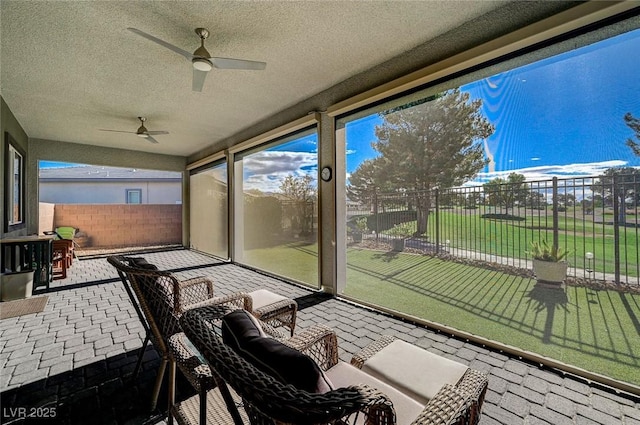 4829 E Beacon Ridge Dr, Pahrump, NV 89061 - sunroom / solarium featuring ceiling fan