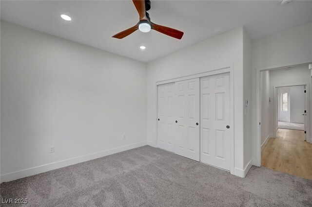 2353 Lauren Dr, Las Vegas, NV 89134 - unfurnished bedroom with carpet flooring, recessed lighting, a closet, and ceiling fan