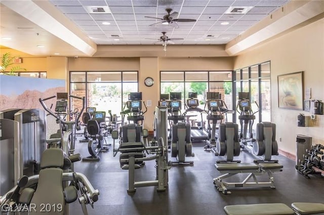 7332 Redhead Dr, North Las Vegas, NV 89084 - workout area with a paneled ceiling and a ceiling fan