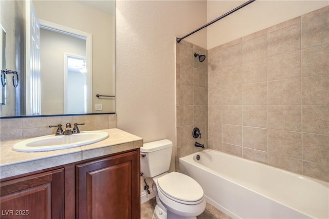 7332 Redhead Dr, North Las Vegas, NV 89084 - full bathroom featuring vanity, tub / shower combination, and decorative backsplash