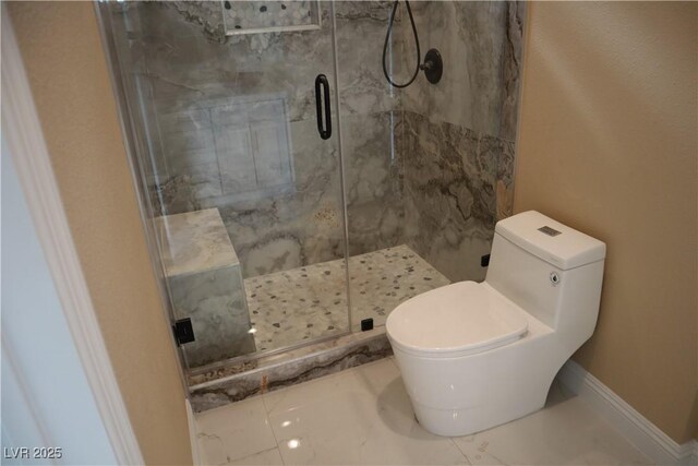 197 E Shelbourne Ave, Las Vegas, NV 89123 - full bath with marble finish flooring, a marble finish shower, and toilet