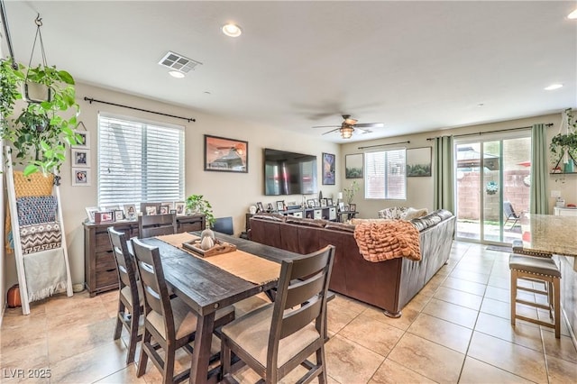 4212 Juanita May Ave, North Las Vegas, NV 89032 - dining room featuring a ceiling fan, recessed lighting, and light tile patterned flooring