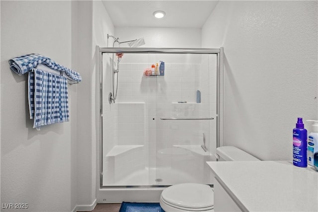 9929 Bumblebee Hills St, Las Vegas, NV 89141 - full bath with toilet, a shower stall, and vanity