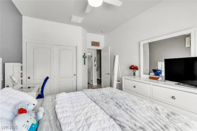 10420 Loma Portal Ave, Las Vegas, NV 89166 - bedroom featuring a closet and ceiling fan
