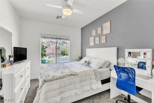 10420 Loma Portal Ave, Las Vegas, NV 89166 - bedroom featuring carpet, a desk, ceiling fan, and baseboards