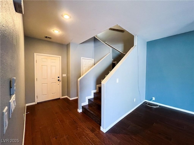 3412 Catherine Mermet Ave, North Las Vegas, NV 89081 - foyer entrance with baseboards, hardwood / wood-style floors, and stairs