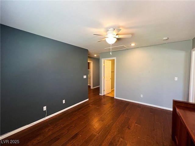 3412 Catherine Mermet Ave, North Las Vegas, NV 89081 - empty room featuring ceiling fan, wood finished floors, baseboards, and recessed lighting
