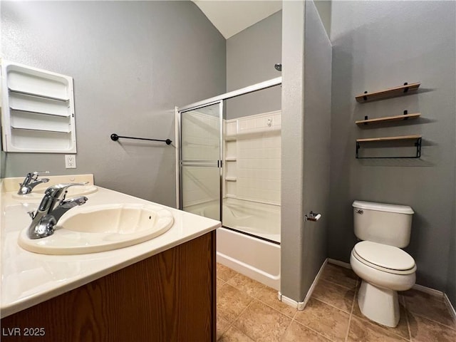 3412 Catherine Mermet Ave, North Las Vegas, NV 89081 - full bath with vanity, toilet, shower / bath combination with glass door, and baseboards