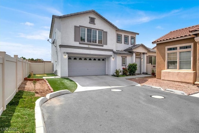 8389 Charlton Valley Ct, Las Vegas, NV 89123 - view of front of house with an attached garage, stucco siding, concrete driveway, and a tiled roof