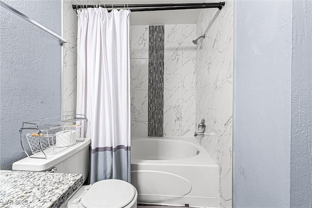 3151 Soaring Gulls Dr Unit 1062, Las Vegas, NV 89128 - bathroom featuring a textured wall, shower / bath combo, and toilet