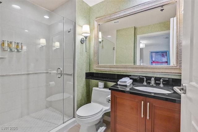 135 E Harmon Ave Unit 1401, Las Vegas, NV 89109 - full bathroom with toilet, a stall shower, and vanity