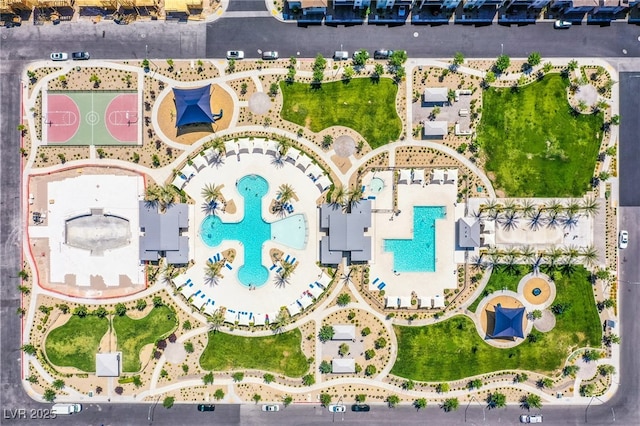 6819 Citron Mist Ct, North Las Vegas, NV 89086 - drone / aerial view of a pool area