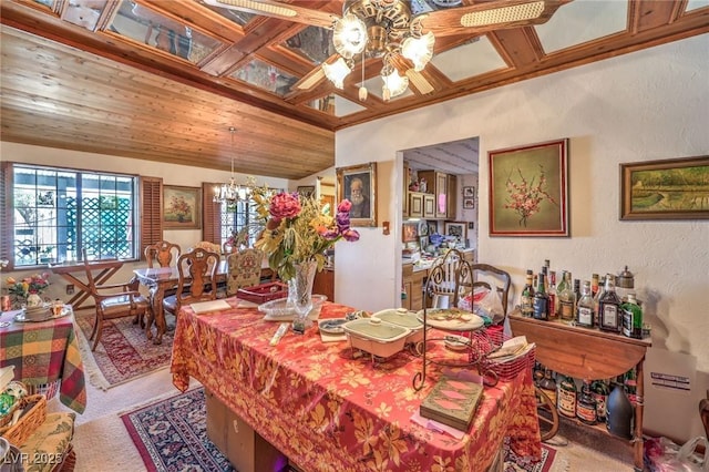 2045 S Tenaya Way, Las Vegas, NV 89117 - carpeted dining room featuring a chandelier and a textured wall