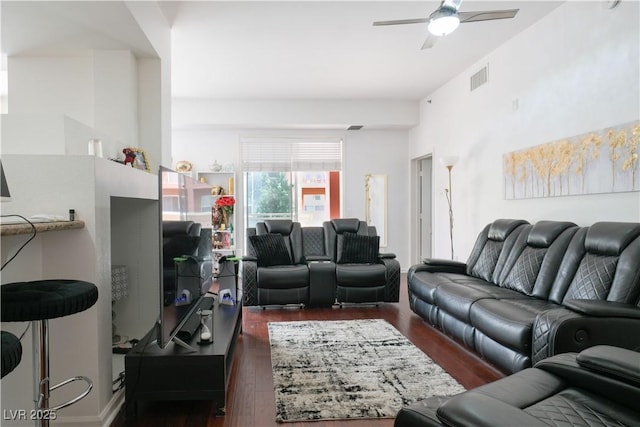 35 E Agate Ave Unit 208, Las Vegas, NV 89123 - living room with dark wood-style flooring and a ceiling fan