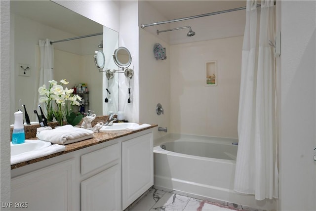 35 E Agate Ave Unit 208, Las Vegas, NV 89123 - full bathroom with shower / bath combo, double vanity, and marble finish floors