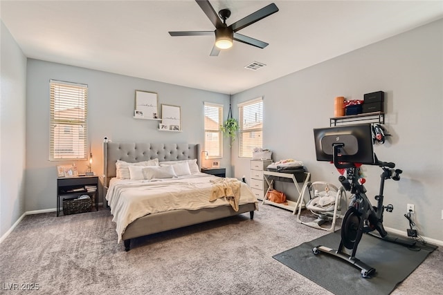 7761 Sagamore Bay Ct, Las Vegas, NV 89179 - bedroom featuring carpet, baseboards, and ceiling fan