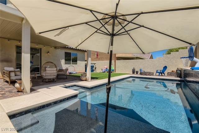 7761 Sagamore Bay Ct, Las Vegas, NV 89179 - view of pool featuring a patio and a fenced backyard