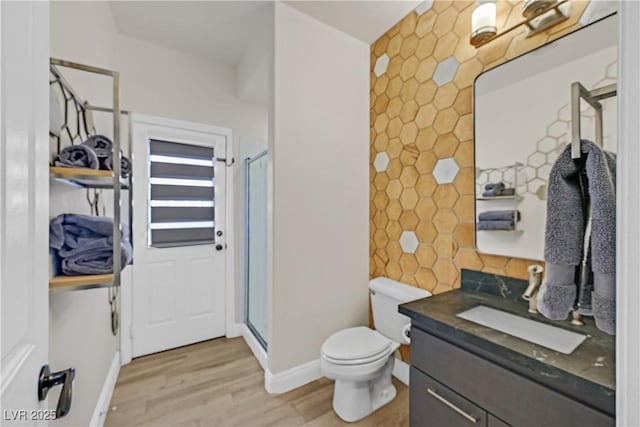 1780 Crystal Stream Ave, Henderson, NV 89012 - full bathroom with vanity, wood finished floors, and a stall shower