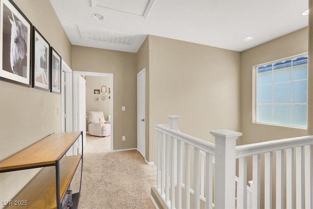 9869 Lime Tree St, Las Vegas, NV 89178 - corridor featuring carpet flooring, an upstairs landing, and baseboards