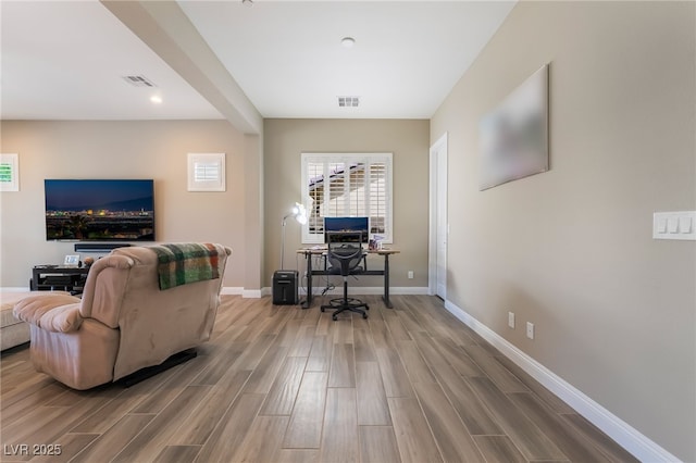 2575 Hazelburn Ave, Henderson, NV 89044 - office featuring wood finished floors, baseboards, and recessed lighting