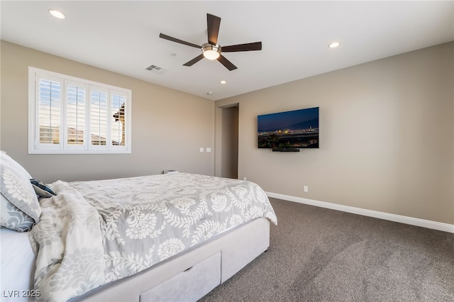 2575 Hazelburn Ave, Henderson, NV 89044 - carpeted bedroom with recessed lighting, baseboards, and a ceiling fan