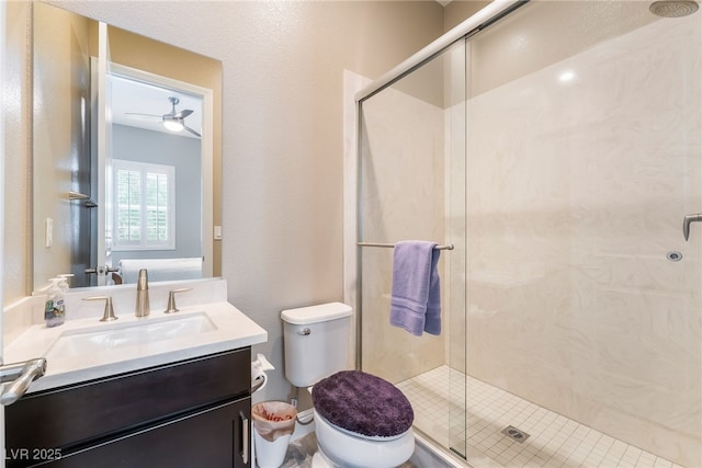 2575 Hazelburn Ave, Henderson, NV 89044 - full bathroom featuring vanity, a stall shower, and toilet