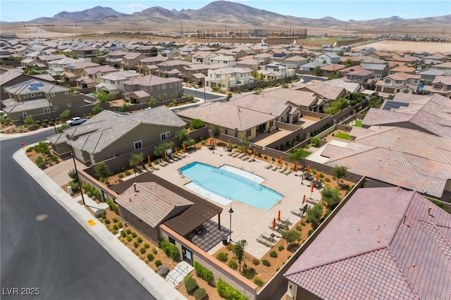 2575 Hazelburn Ave, Henderson, NV 89044 - aerial view of residential area featuring a pool and a mountain backdrop