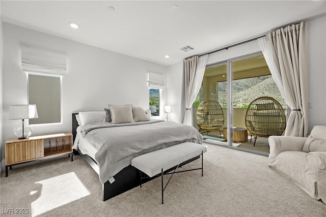 11652 Desert Hollow Ave, Las Vegas, NV 89138 - bedroom featuring access to exterior, carpet floors, and recessed lighting