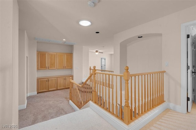 1312 Fragrant Spruce Ave, Las Vegas, NV 89123 - hallway featuring an upstairs landing, baseboards, light colored carpet, and recessed lighting