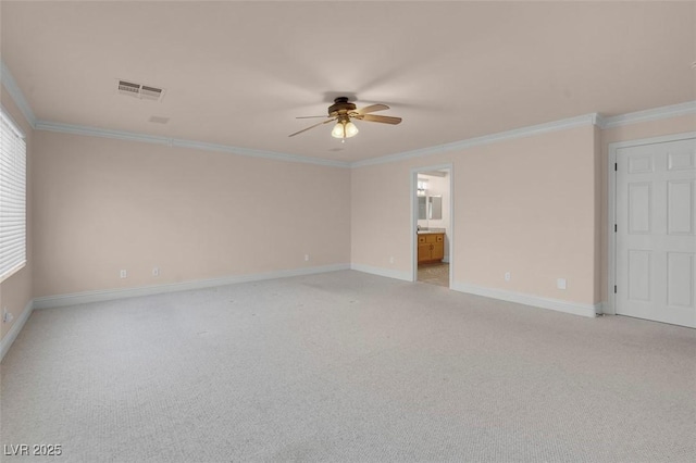1312 Fragrant Spruce Ave, Las Vegas, NV 89123 - unfurnished room with a ceiling fan, baseboards, light colored carpet, and ornamental molding