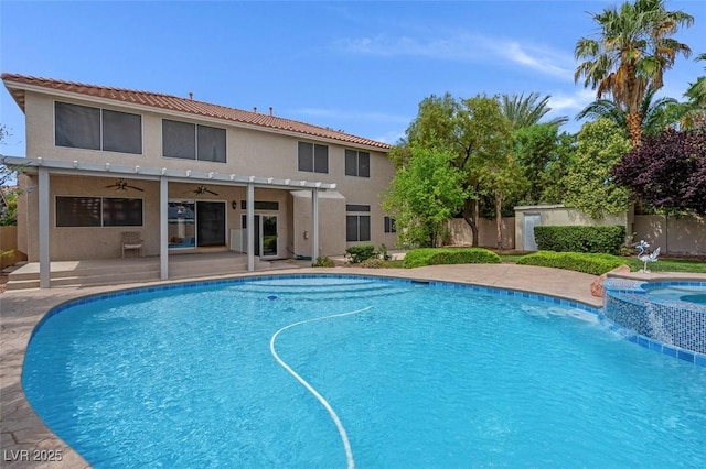 1312 Fragrant Spruce Ave, Las Vegas, NV 89123 - view of pool featuring a ceiling fan and a pool with connected hot tub