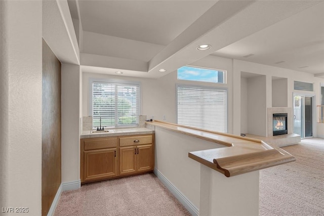 1312 Fragrant Spruce Ave, Las Vegas, NV 89123 - bar area with light colored carpet, recessed lighting, a fireplace, and baseboards
