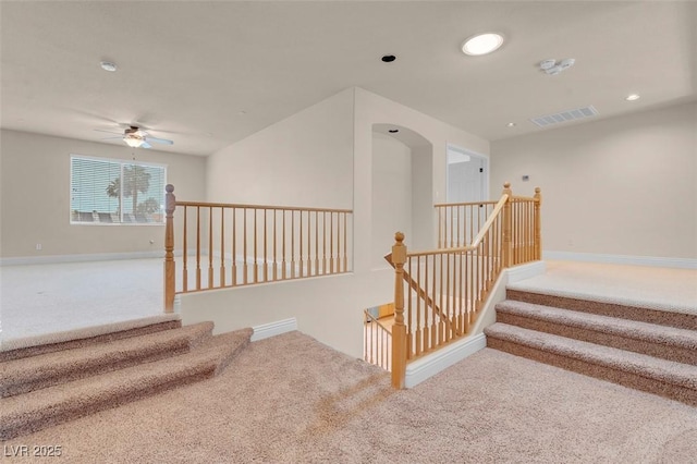 1312 Fragrant Spruce Ave, Las Vegas, NV 89123 - staircase featuring carpet flooring, ceiling fan, recessed lighting, and baseboards