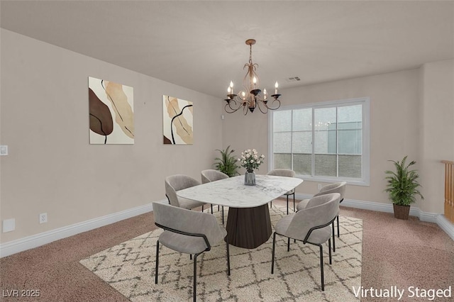 1312 Fragrant Spruce Ave, Las Vegas, NV 89123 - carpeted dining area featuring a chandelier and baseboards