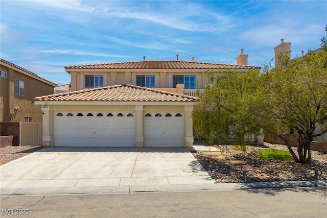 6251 Tuckaway Cove Ave, Las Vegas, NV 89139 - view of front of property with a garage, stucco siding, concrete driveway, and a tile roof