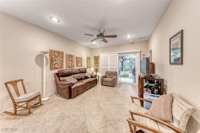 2522 Darda St, Henderson, NV 89044 - living room featuring a ceiling fan, light tile patterned flooring, and recessed lighting