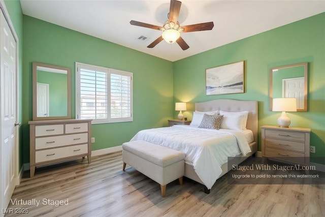 5931 Allanche Ave, Las Vegas, NV 89141 - bedroom featuring wood finished floors and ceiling fan