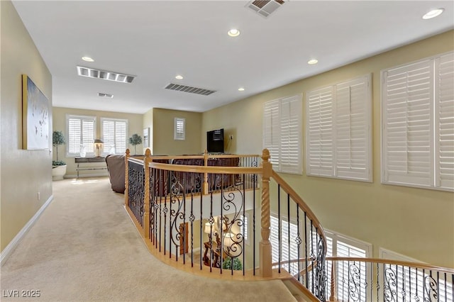 1272 Olivia Pkwy, Henderson, NV 89011 - hall featuring baseboards, carpet floors, an upstairs landing, and recessed lighting